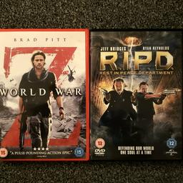 2 DVD Movies. 
'World War Z' starring Brad Pitt.
&
'R.I.P.D' starring Jeff Bridges and Ryan Reynolds.

Excellent Condition. 

Collect from Fradley, Lichfield WS13.