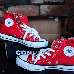BRAND NEW Converse Chuck Taylor All Star Hi-Tops in red. Size 4. £50. Collection only.
