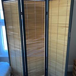 Wooden slats can be opened or closed
Frame painted grey (could be painted a different colour)
Opens out to requires size and folds flat to be stored
Collection Bedworth