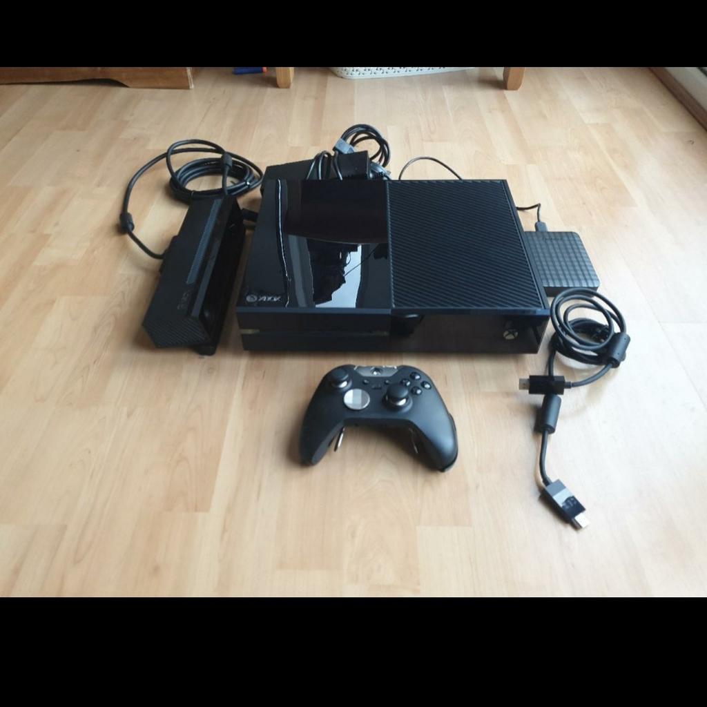 Very well looked after Black Xbox One Console with power adapter, HDMI cable, Kinect Sensor, Samsung 4TB HDD formatted hard drive for Xbox one use, An Elite Controller One and paddles (Controller is without grips). Good condition and all in full working order. For collection or delivery. Xbox has been looked after really well, only one user. Xbox has been factory reset and is ready to use by a new gamer.