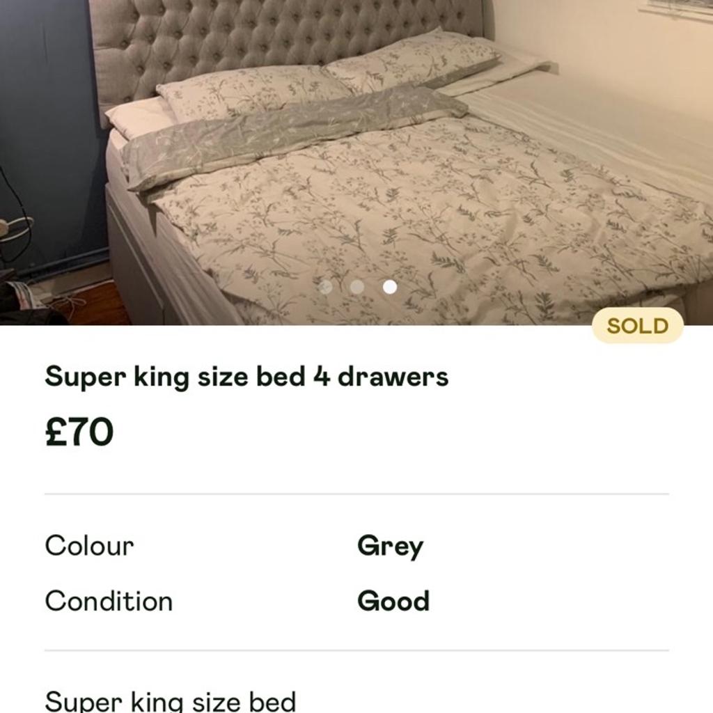 Super king size bed & head board both sides of the beds have 2 drawers each
Two single bed bases king size mattress