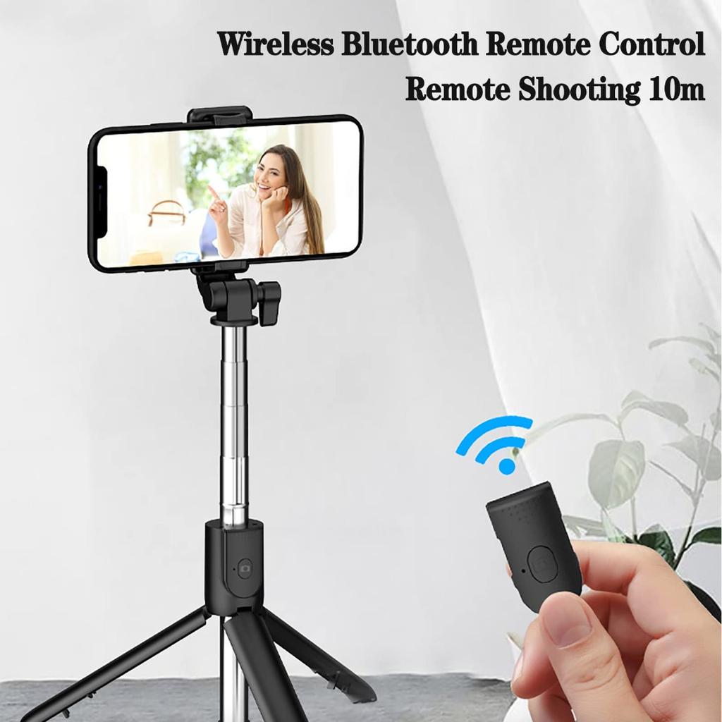 Selfie Stick Tripod with Remote Control, 360° Rotation, 3-in-1 Wireless Selfie Pole, Monopod Wireless Compact, TikTok Selfie Stick with Heavy Duty Aluminium and Non-Slip Mobile Phone Tripod Feet