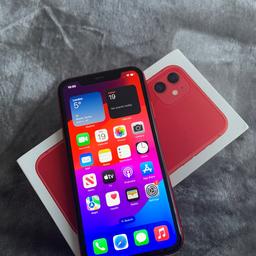 iPhone 11 128gb Product Red Unlocked
Battery Health = 78%
icloud unlocked
Includes original box.

Fully working, screen is near perfect and back is lightly marked. Some scratches on the edges.