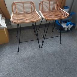 two wicker breakfast bar stools like new.