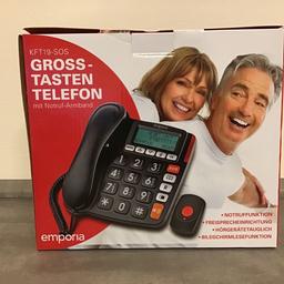 Verkaufe Emporia Großtastentelefon mit SOS Notrufarmband, 
10 Meter Telefonzuleitungskabel extra. 
Das Telefon ist in einwandfreiem Zustand.
Privatverkauf, keine Garantie oder Gewährleistung.
Versand per Nachnahme.