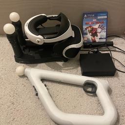 PSVR headset
2x vr controls
Vr camera
Vr sensor
Vr Gun
Iron man game
Docking station

All in great condition. Only used about 5 times