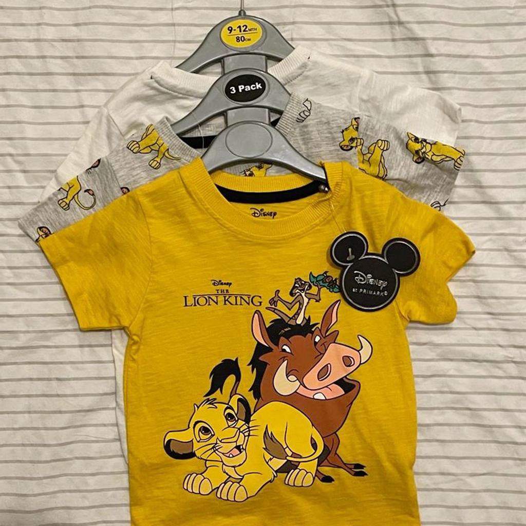 • Brand new with tags
• 3 pack lion king themed t shirts
• Size 9 to 12 months