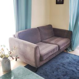 DFS Aurora sofa. Seats 2 or 3 people.
RRP: £449.

2 years old. Good used condition with some minor marks.

Upholstered in graphite Plaza, a lightly brushed, plain weave fabric, with a velvet-like feel.

Cushion covers are removable and have recently been cleaned.

Dimensions
L: 180cm x W:92cm x H:80cm.

Feet are 12cm and removable.

Collection from Camberwell SE5 or local delivery for £20 within a 5 mile radius and £1 per mile thereafter.

Thanks for looking and please see my other items for sale.