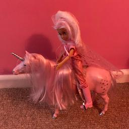 Used but in good condition. Barbie style doll with unicorn with saddle. Smoke & pet free home. Collection only.