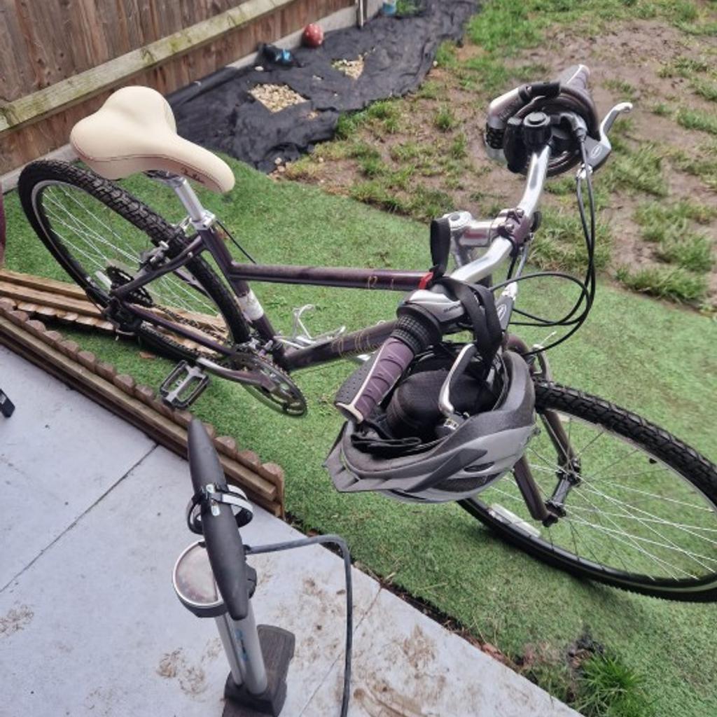 lovely ladies purple pendleton bike used few times with bike hat pump may need tyre pumped up as been in garage welcome to look worth lot more