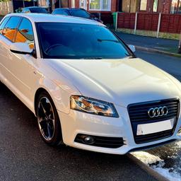 2012 Audi A3 S Line Black Edition 2.0 Diesel White, Full Service History, mot till August, Cambelt and Waterpump Done at 87k, 2 Keys, 92k ( Vosa Database Verified ), HPI clear!! 6 Speed Manual, Full S Line Interior, Flat Bottom Steering Wheel, 5 Door, , CD player Bluetooth , usual black edition extras, Excellent drive and good condition inside-out for age. No swaps I have my new car already £5300 ono