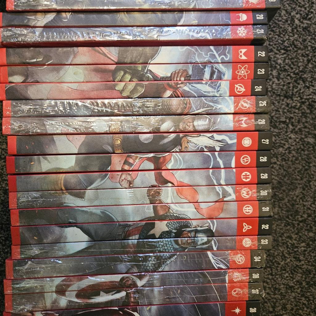 Marvels mightiest heroes hardback books. Collection numbers 1 - 40. Mostly sealed still but few been looked through. Makes a picture with spines of the books. Selling as collection altogether and not splitting. Collection only as the weight of these is really heavy. No time wasters or stupid offers as these will be ignored