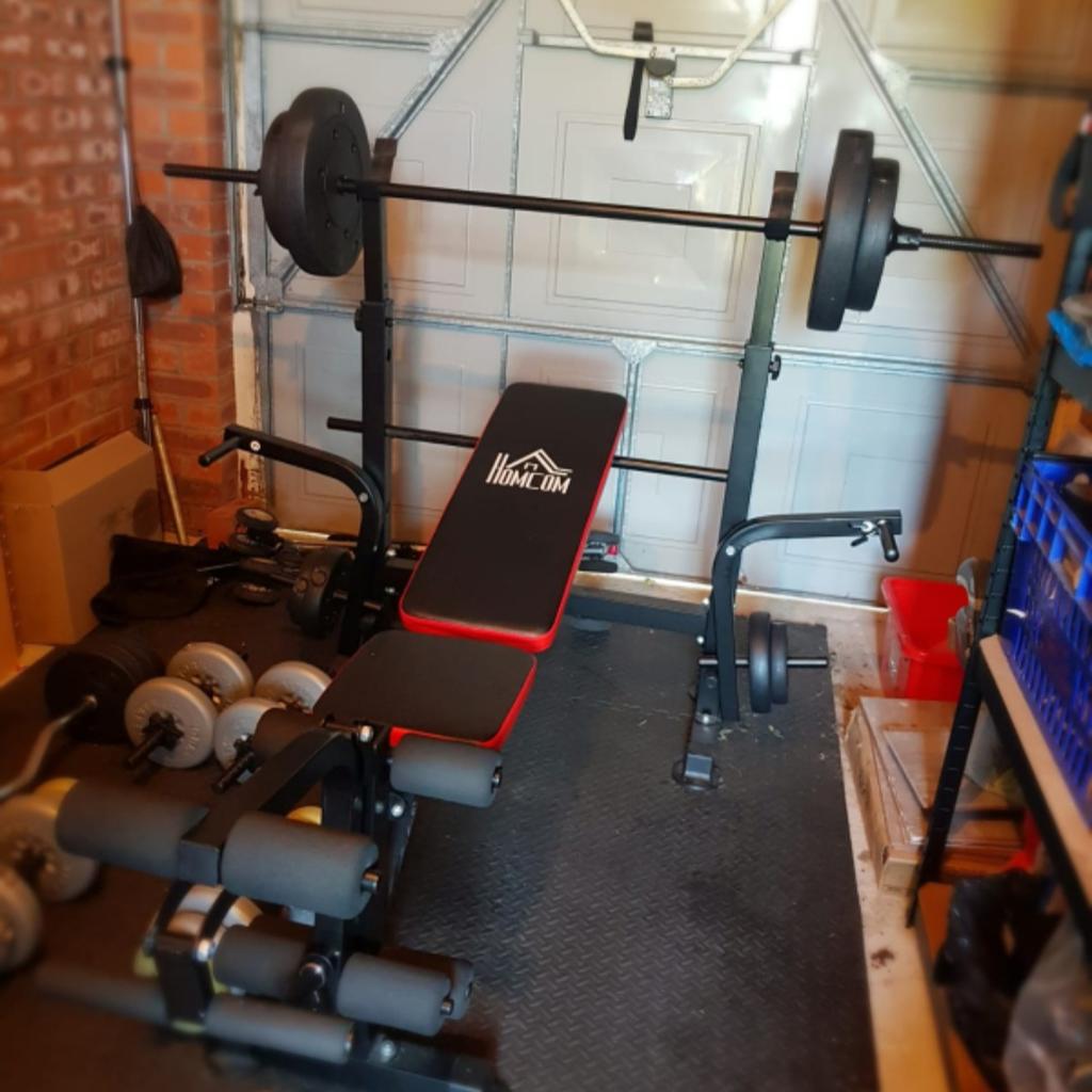 full gym set. really good condition. barely used. includes York weights and bars.