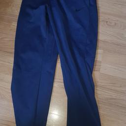 Navy dark blue dry-fit bottoms. Barely worn at all kept very good. Will fit a medium