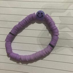 Purple and black clay bead bracelet
