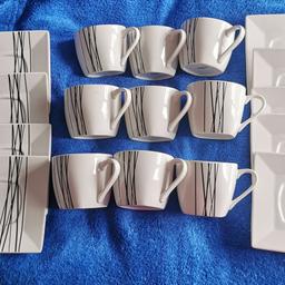 Black and white coffee cups and saucers, asda george own brand (porcelain modern) not available to buy anymore
Dishwasher and microwave safe