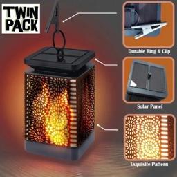 DECO EXPRESS
TWIN PACK 
Garden Solar Powered Lights Pack of 2 Outdoor Led Lantern Flame Effect
Description
OUTDOOR LANTERN: this pack of 2 outdoor solar lights will create a magical atmosphere in your garden thanks to its flickering flame effect. 
BRAND NEW AND BOXED