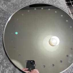 For sale Bathroom Mirror. but Could Use in Bedroom or Kids Bedroom. 
Not Cheap, Very Strong and Well Made. 
Frame is All Metal and has a Good Weight to it. 
Has LED's Round Outside for Extra Illumination. 
Very Good Condition. Was £60 New. 
Wall Hung with Pull Chord to Illuminate. 
Sell for £20.