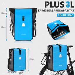 Fahrradtasche, 18L Fahrradtaschen für Gepäckträger, 2 in 1 Umhängetasche mit Schultergurt, Wasserdichte Fahrrad Hinten Gepäckträgertaschen Tasche, geeignet zum Outdoor, für ebike- MTB- Rennrad