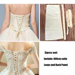 Wedding Dress Bodice 3 piece set including 400cm satin loops, back panel and ribbon in Champagne colour