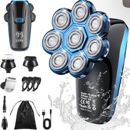 Head Shavers for Men, Upgrade 8D Rotating Electric Shavers for Bald Men Cordless Waterproof Wet & Dry USB Rechageable 99min Use Time LED Display Razor Beard for Home, Office, Travel Black