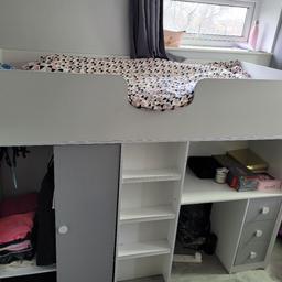 A complete bedroom in one tidy footprint, it comes with a built-in desk, a wardrobe, 3 deep drawers, and lots of shelf space. Still in a good condition been used for a few months .