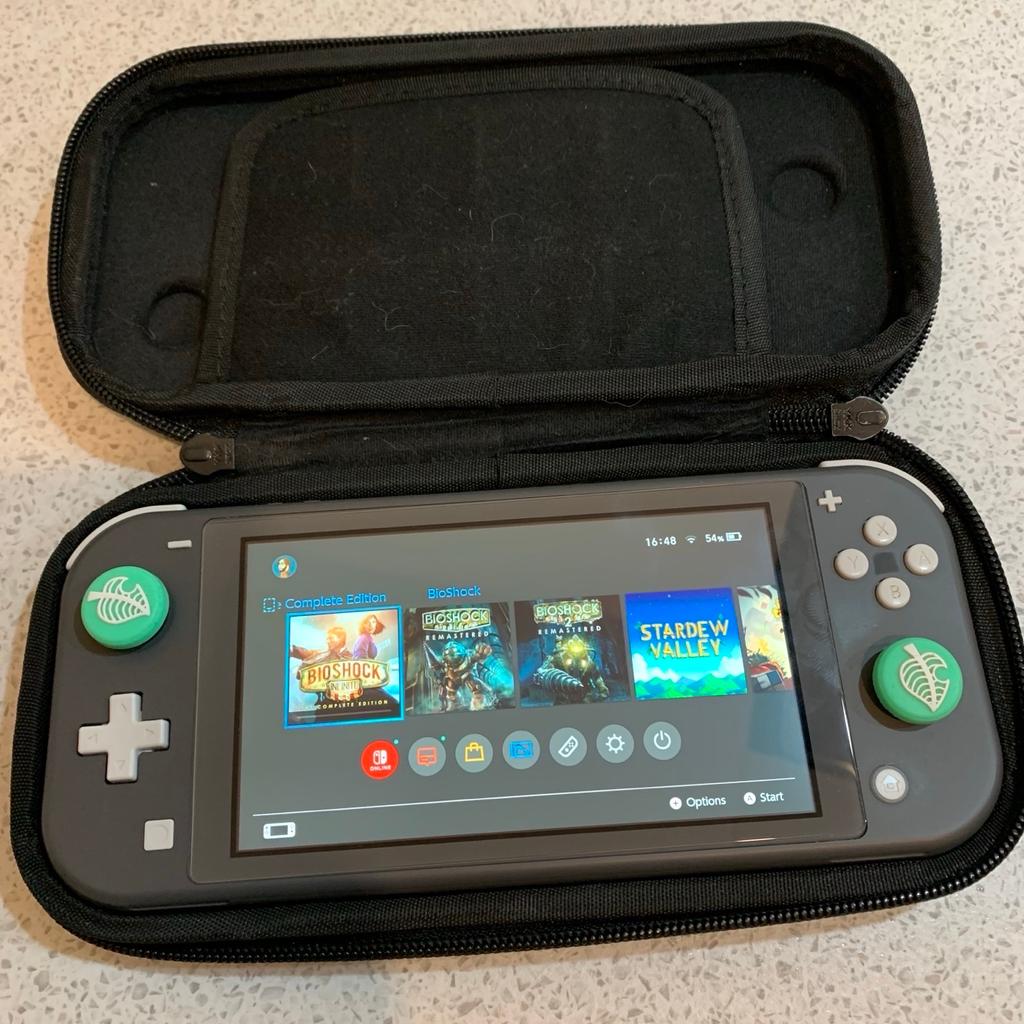 1x Nintendo Switch Lite (grey)
Great condition, one careful adult owner. Still have the same screen protector on that I installed when I got it. I have a spare screen protector I will also include!
Animal Crossing style thumb stick covers.
Carry case with storage for game cartridges.

I am selling Animal Crossing on another listing for £25.

Will hand deliver to Huddersfield area.