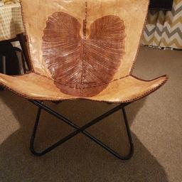 genuine leather butterfly chair, good condition, embossed, hand made,for living room,collection only.