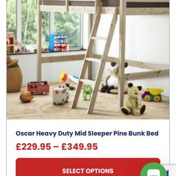 Double bed mid sleeper bunk bed, new 4ft6