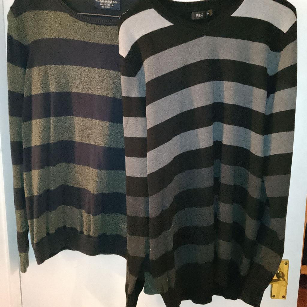 PULL&BEAR stripey jumper, size M - 38 chest.
F & F stripey jumper, size M - chest 38 - 40 - 100% cotton.
Both are in very good condition.
Collection from Harlington near Heathrow, cash on collection please.