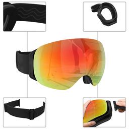 Skibrille, Snowboardbrille Doppel-Objektiv Snowboard Brille UV-Schutz Sonnenbrille Anti-Fog Skibrille für Damen Herren Jungen