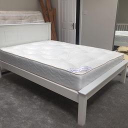 Brand new handmade solid pine double White Bed + mattress

Available in different colours and matching furniture available upon request 

Contact Mo 07725196588