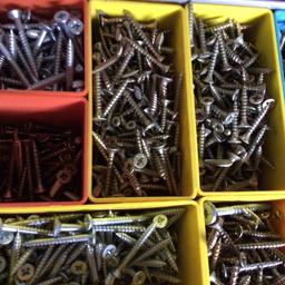 Steel box assorted screws virtually full mixed sizes but have sorted through some as you can see collection only as it’s heavy
