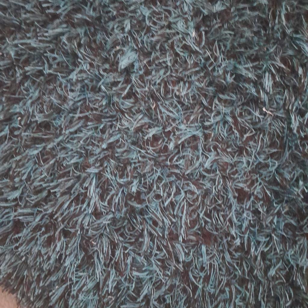 good quality turquoise rug 6 ft x 4 ft long pile cost £80 will take £50 buyer collects