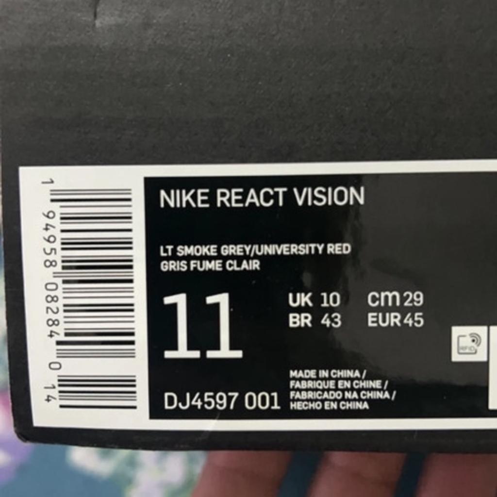 Brand new Nike react vision. Mens size 10 UK

RARE COLOUR WAY

Sensible offers considered