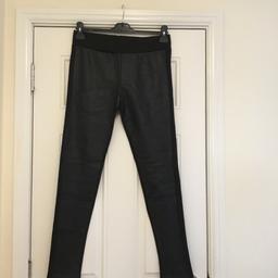 Ladies (Atmosphere) black leggings with faux leather front contrast size 14, new still with tag. £4