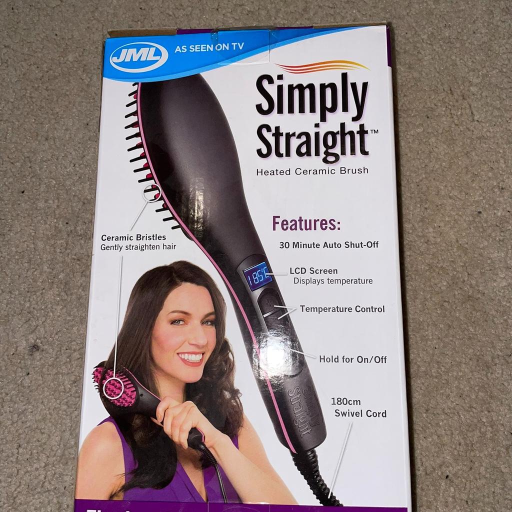 JML Simply Straight Ceramic Heat Hair Straightening Brush with Digital Control, as new never used Amazon price £34.99.