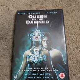queen of the damned dvd 
dvds in good condition used
any discs that are 15p each are also mix and match at 10 for £1
please look at my other items for sale as have a wide variety of dvds and games for sale
sorry but I do not accept PayPal or shpock wallet as payment and unfortunately I do not post due to working hours
collection only