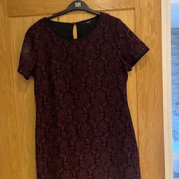 Black dress with plum/purple lace overlay
In excellent condition