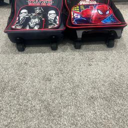 I have 2 spider man 
And 1 Star Wars 
Cases pull along 
Perfect for packing weekend sleepover items or for packing some toys to take on trips 

£5 each they are used items