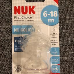 Nuk 🍼👶🏻
First Choice+ Flow Control 
Trinksauger 6-18 Monate, 2 St.