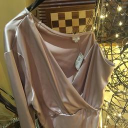 NEW with Tags river island top size 16 
Colour is a dusty pinky grey beige satin
