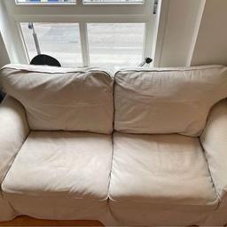 IKEA EKTORP 2 seater sofa in Hallarp beige. Recent covers in great condition and recently washed. The covers come off easily and can also be replaced by other coloured ones sold at IKEA. Priced at £350 new. Dimensions available in the photos. Available for collection only E1 London.