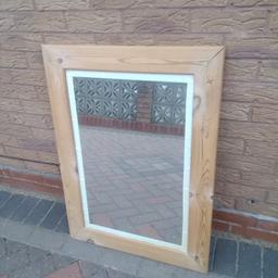 Measuring approx 3' x 2' this pine frames mirror in good condition ready to be painted, stained or varnished hanging tie on rear and can be viewed before purchase collection only it as a lining of masking tape on I ner frame to protect glass when refurbing