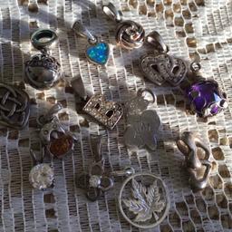 13 various style and size pendants as seen,all set in 925 silver See photo with 20 p for idea of size
No chains but can be put onto a silver chain of your choice
£15 o n o