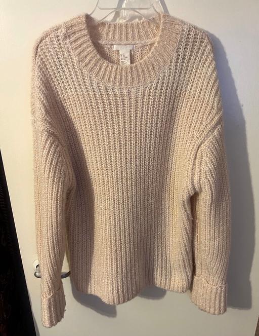 Buy & Sell South West London West Brompton - South West London - Photos for H&M Pale Pink Gold Sparkle Chunky Knit Jumper