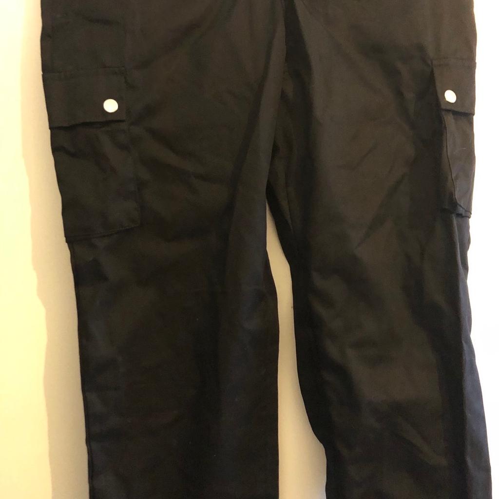 Brand new black high waist cargo pants from boohoo. Brand new with tags