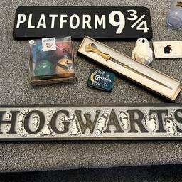 2 heavy wall signs, a Voldemort Wand, fluffy hedwig,
Butterbeer mug and houses baubles
Cash on collection from North Watford