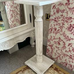 Pretty wooden plant stand or lamp table

Central fluted pillar 

Painted in cream chalk paint and waxed