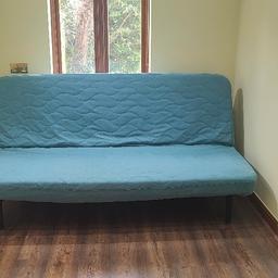 Like new, barely used beautiful blue sofa-bed. Excellent condition and available for pick up.
Thanks to the click-clack mechanism, this sofa quickly and easily converts into a spacious bed when you pull the underframe upwards and fold down the backrest.
Width: 200 cm
Depth: 97 cm
Height: 90 cm
Seat depth: 73 cm
Seat height: 31 cm
Bed width: 140 cm
Bed length: 200 cm
The cover doesn’t need to be removed when you change from sofa to bed, and back.
The space under is designed for storage.